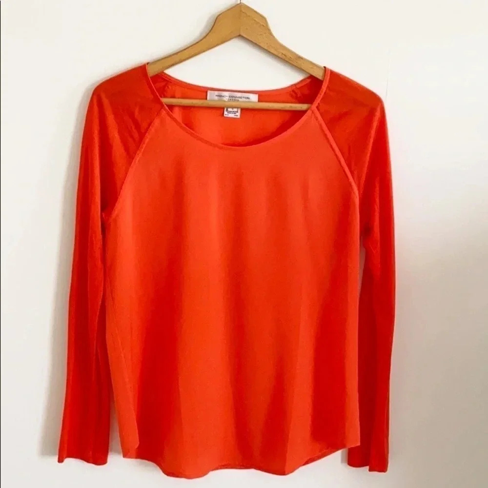 French Connection Red Flowy long sleeve Top